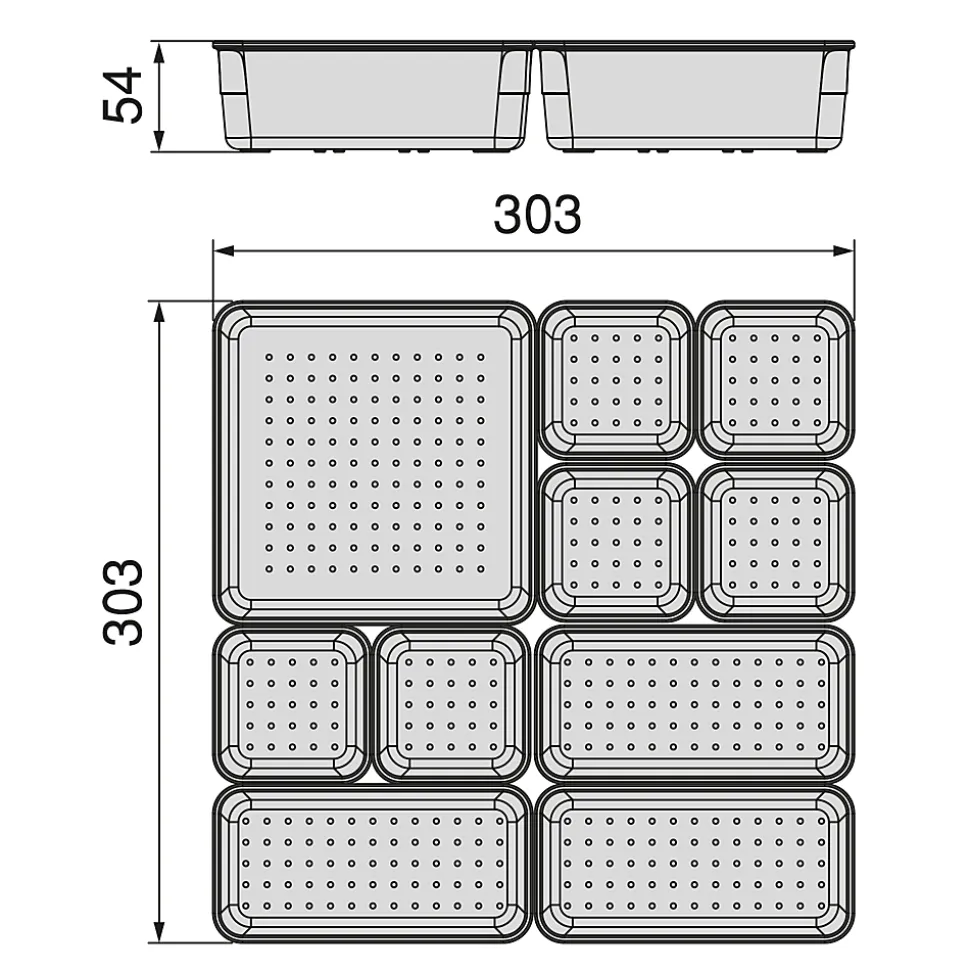 Emuca Kit de 10 seaux organisateurs Cube pour tiroirs, Plastique, Transparent