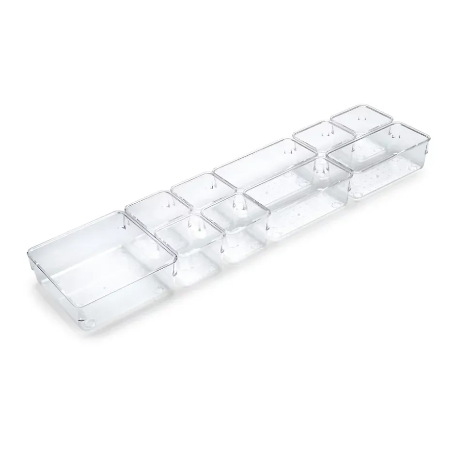 Emuca Kit de 10 seaux organisateurs Cube pour tiroirs, Plastique, Transparent
