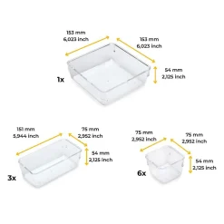 Emuca Kit de 10 seaux organisateurs Cube pour tiroirs, Plastique, Transparent