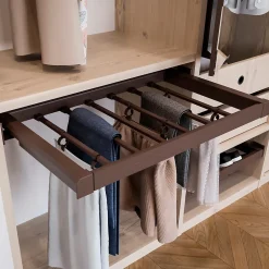Emuca Kit de 7 tringles à pantalon et cadre de coulissage pour armoires Moka, fermeture souple, réglable, module 800mm, Aluminium