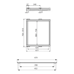 Emuca Kit de 7 tringles à pantalon et cadre de coulissage pour armoires Moka, fermeture souple, réglable, module 800mm, Aluminium