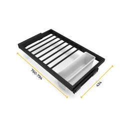 Emuca Kit de 7 tringles à pantalon, 1 plateau et cadre coulissant à fermeture douce pour armoires, réglable, module 800mm, Noir