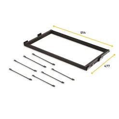 Emuca Kit de 7 tringles à pantalon et cadre de roulement pour armoires Moka, fermeture souple, réglable, module 900mm, Aluminium