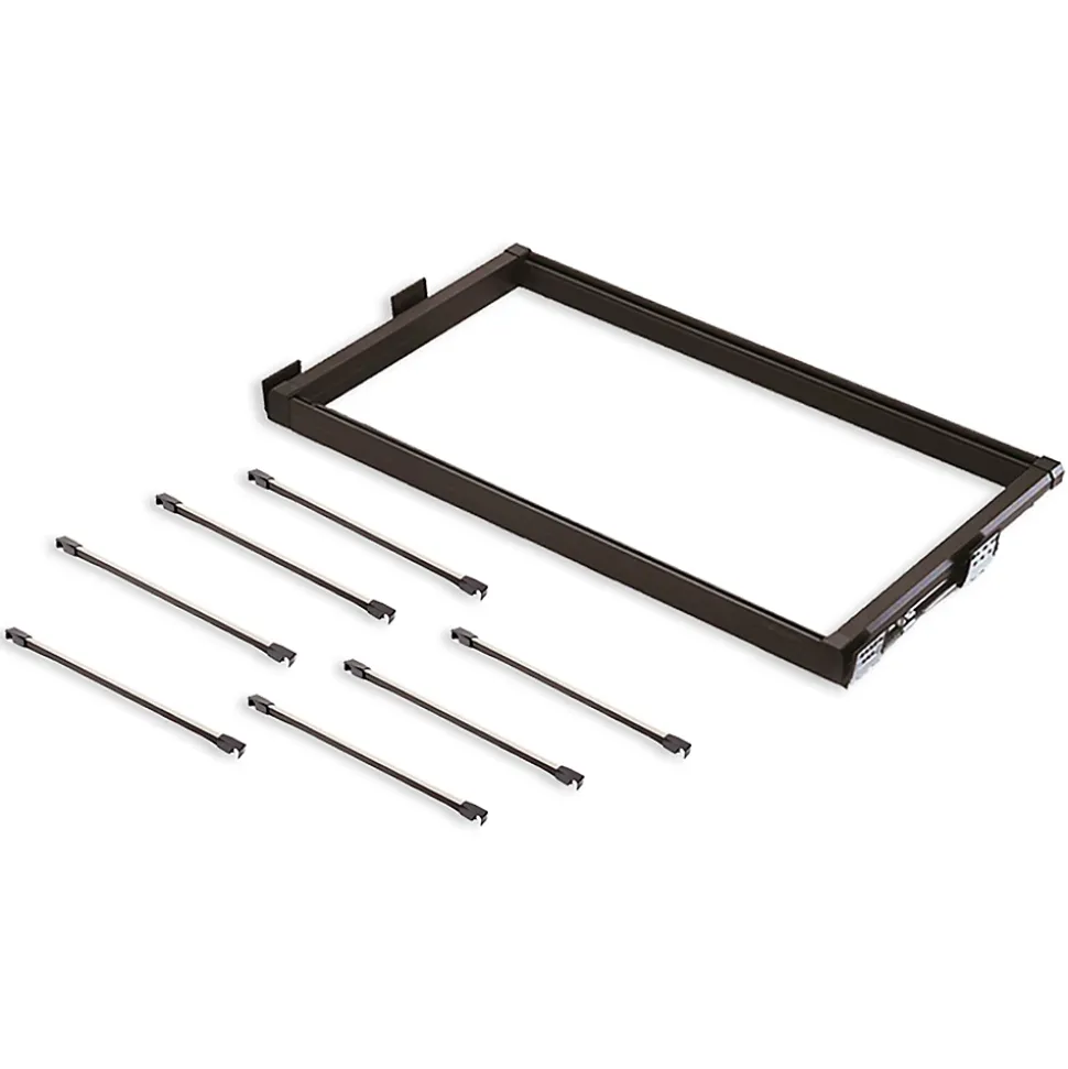 Emuca Kit de 7 tringles à pantalon et cadre coulissant pour armoires Moka, fermeture souple, réglable, module 600mm, Aluminium et