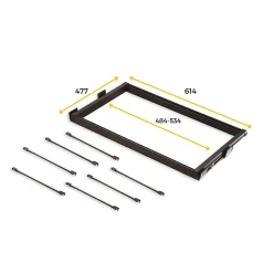 Emuca Kit de 7 tringles à pantalon et cadre coulissant pour armoires Moka, fermeture souple, réglable, module 600mm, Aluminium et