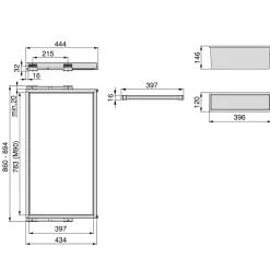 Emuca Kit de 7 tringles à pantalons, 2 plateaux et cadre coulissant à fermeture douce pour armoires, réglable, module 900mm, Gris