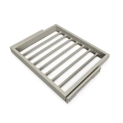 Emuca Kit de 7 tringles à pantalon et cadre coulissant Hack pour armoires, fermeture souple, réglable, module 600mm, Gris pierre
