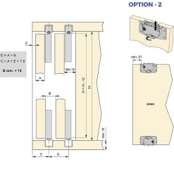 Emuca Kit de ferrures pour Flow2 2 portes coulissantes et à fermeture souple avec rails encastrés 2,35m, panneaux non inclus,