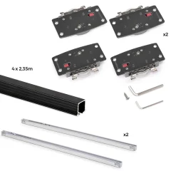 Emuca Kit de ferrures pour Flow2 2 portes coulissantes et à fermeture souple avec rails encastrés 2,35m, panneaux non inclus,