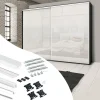 Emuca Kit de ferrures pour 2 portes coulissantes et armoire à fermeture souple Placard 74, profilé Wave, épaisseur 16mm, panneaux