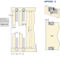 Emuca Kit de ferrures pour Flow2 2 portes coulissantes et armoire à fermeture souple avec rails encastrés 2,35m, panneaux non
