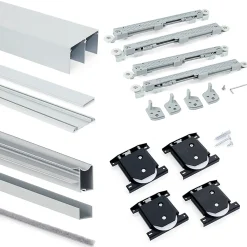 Emuca Kit de ferrures pour Placard 81 2 coulissants et fermeture souple, profilé Wave, épaisseur 16mm, panneaux non inclus,