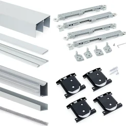 Emuca Kit de ferrures pour Placard 81 2 coulissants et fermeture souple, profilé Wave, épaisseur 18mm, panneaux non inclus,