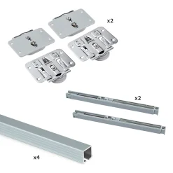 Emuca Kit de ferrures pour Flow 2 portes coulissantes et armoire à fermeture souple avec rails encastrés 2,35m, panneaux non