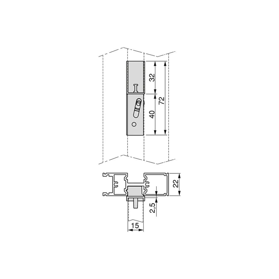 Emuca Kit de fixation pour 4 étagères en bois et 1 tringle de suspension de 1m de long Noir, Aluminium et Zamak et Plastique,