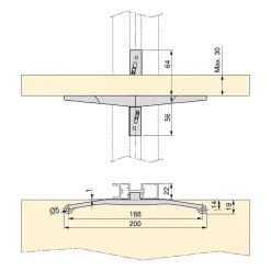 Emuca Kit de fixation pour 4 étagères en bois et 1 tringle de suspension de 1m de long Noir, Aluminium et Zamak et Plastique,
