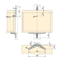 Emuca Kit de fixation pour 1 étagère en bois, 1 module et 1 tringle de suspension longueur 1m Zero, Zamak, Gris pierre peint