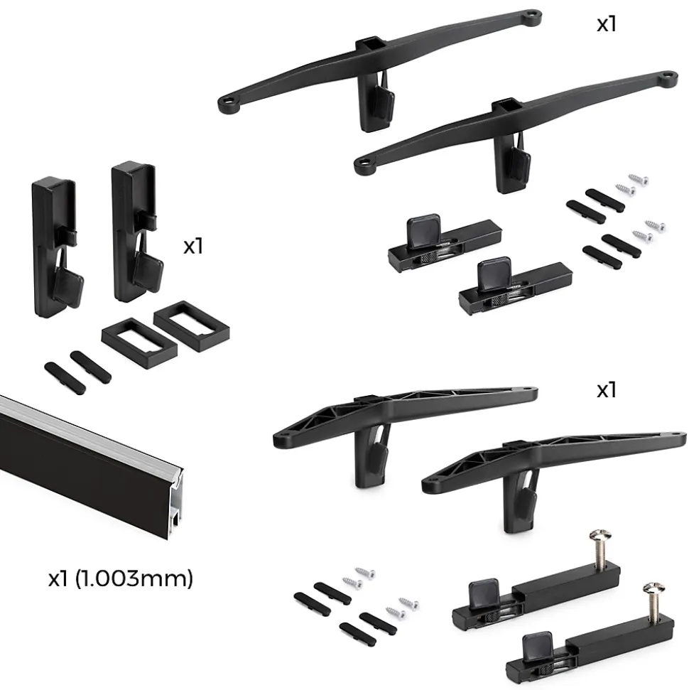 Emuca Kit de fixation pour 1 étagère en bois, 1 module et 1 tringle de suspension, longueur 1m Zero, Zamak, Peint en noir texturé
