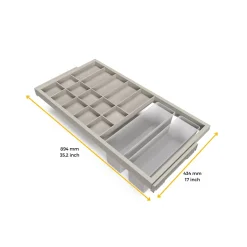 Emuca Kit de organisateur de tiroirs, plateau auxiliaire et cadre de coulissage soft close pour armoires, réglable, module 900mm,