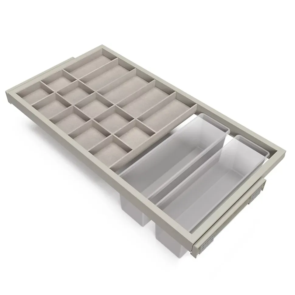 Emuca Kit de organisateur de tiroirs, plateau auxiliaire et cadre de coulissage soft close pour armoires, réglable, module 900mm,