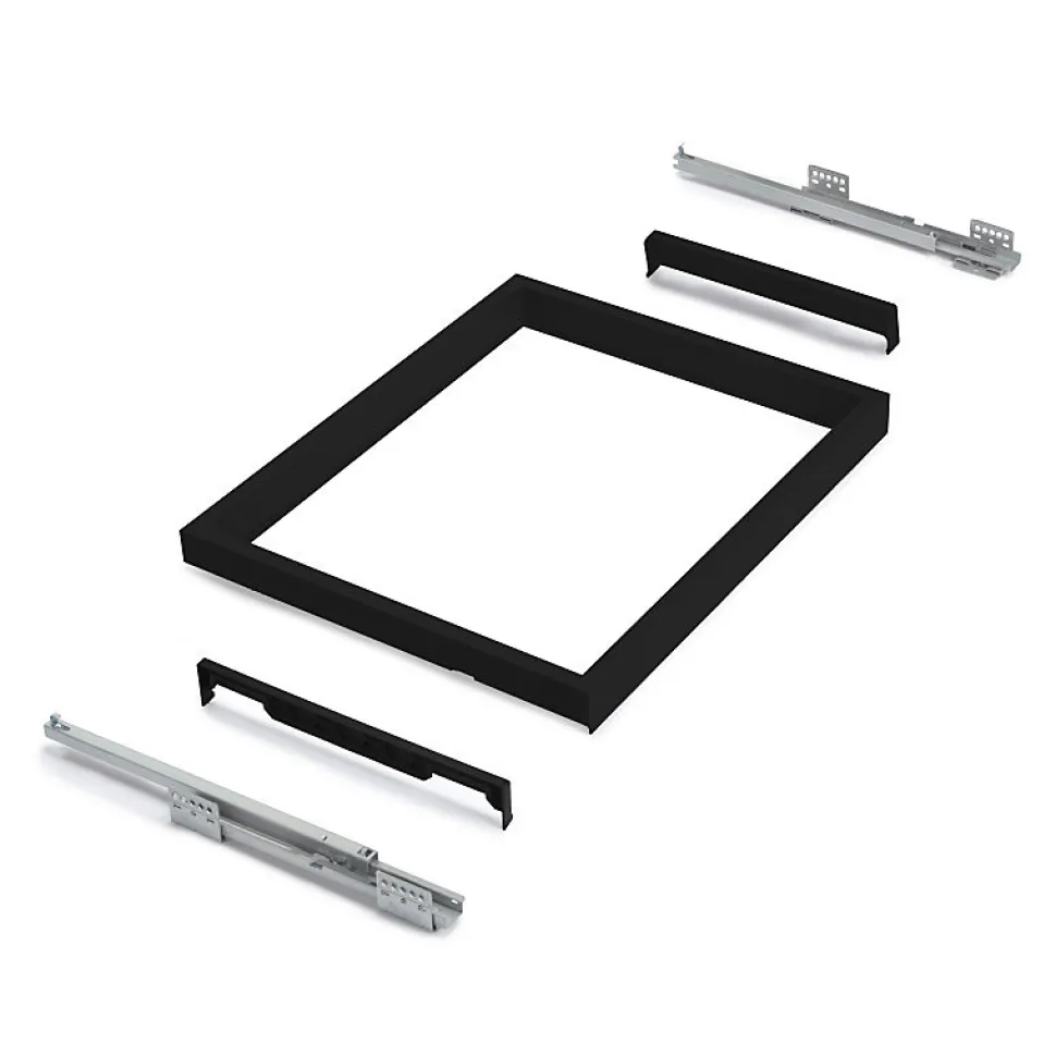 Emuca Kit de organiser de cadre de tiroir et de glissière avec fermeture souple pour armoire, réglable, module 600mm, Noir texturé