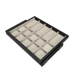 Emuca Kit de organiser de cadre de tiroir et de glissière avec fermeture souple pour armoire, réglable, module 600mm, Noir texturé