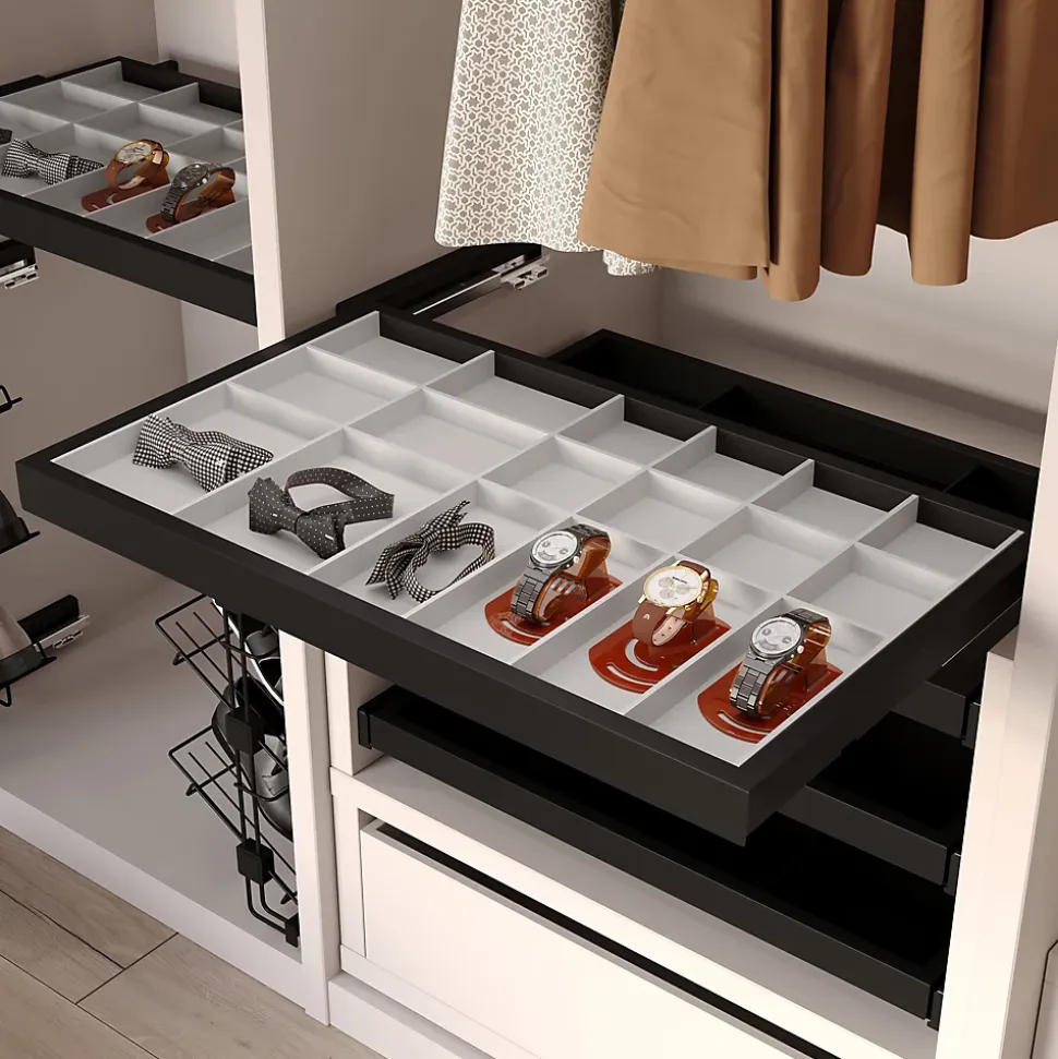 Emuca Kit de organiser de cadre de tiroir et de glissière avec fermeture souple pour armoire, réglable, module 600mm, Noir texturé