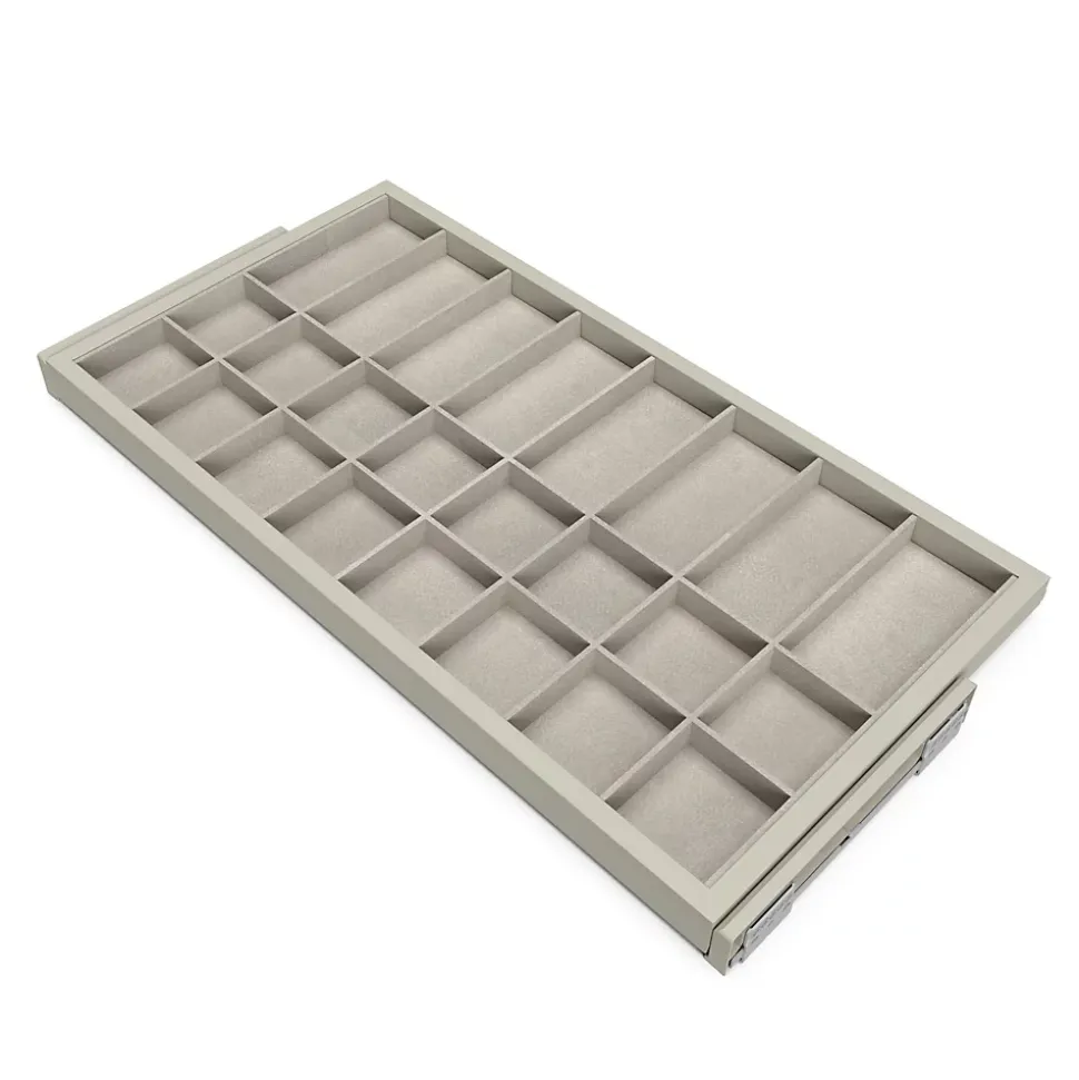 Emuca Kit de organiser de tiroirs avec cadre de coulissage soft close pour armoires, réglable, module 900mm, Gris pierre