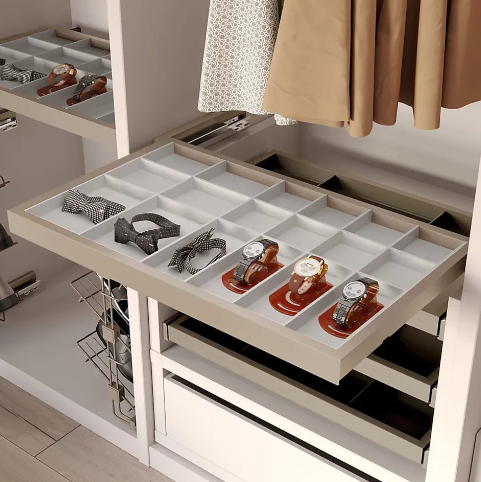 Emuca Kit de organiser de tiroirs avec cadre de coulissage soft close pour armoires, réglable, module 900mm, Gris pierre