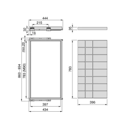 Emuca Kit de organiser de tiroirs avec cadre de coulissage soft close pour armoires, réglable, module 900mm, Gris pierre
