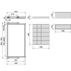 Emuca Kit de organiser de tiroirs, plateau auxiliaire et cadre de roulement soft close pour armoires, réglable, module 900mm, Noir