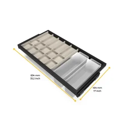 Emuca Kit de organiser de tiroirs, plateau auxiliaire et cadre de roulement soft close pour armoires, réglable, module 900mm, Noir
