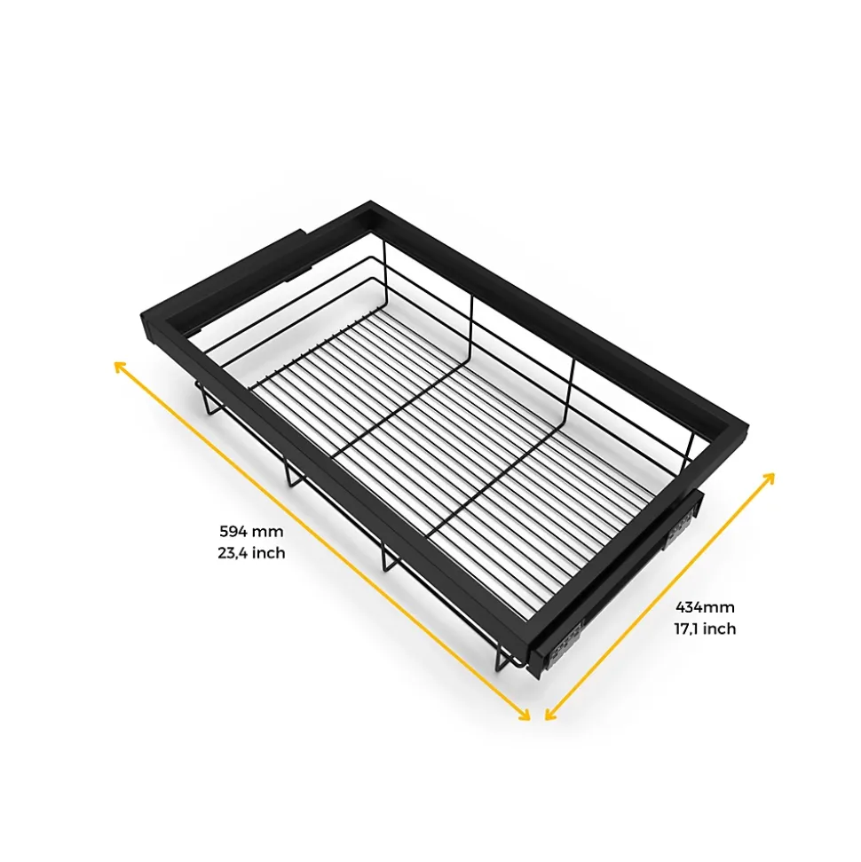 Emuca Kit de panier et cadre coulissant avec fermeture souple pour armoire, réglable, module 600mm, Gris pierre