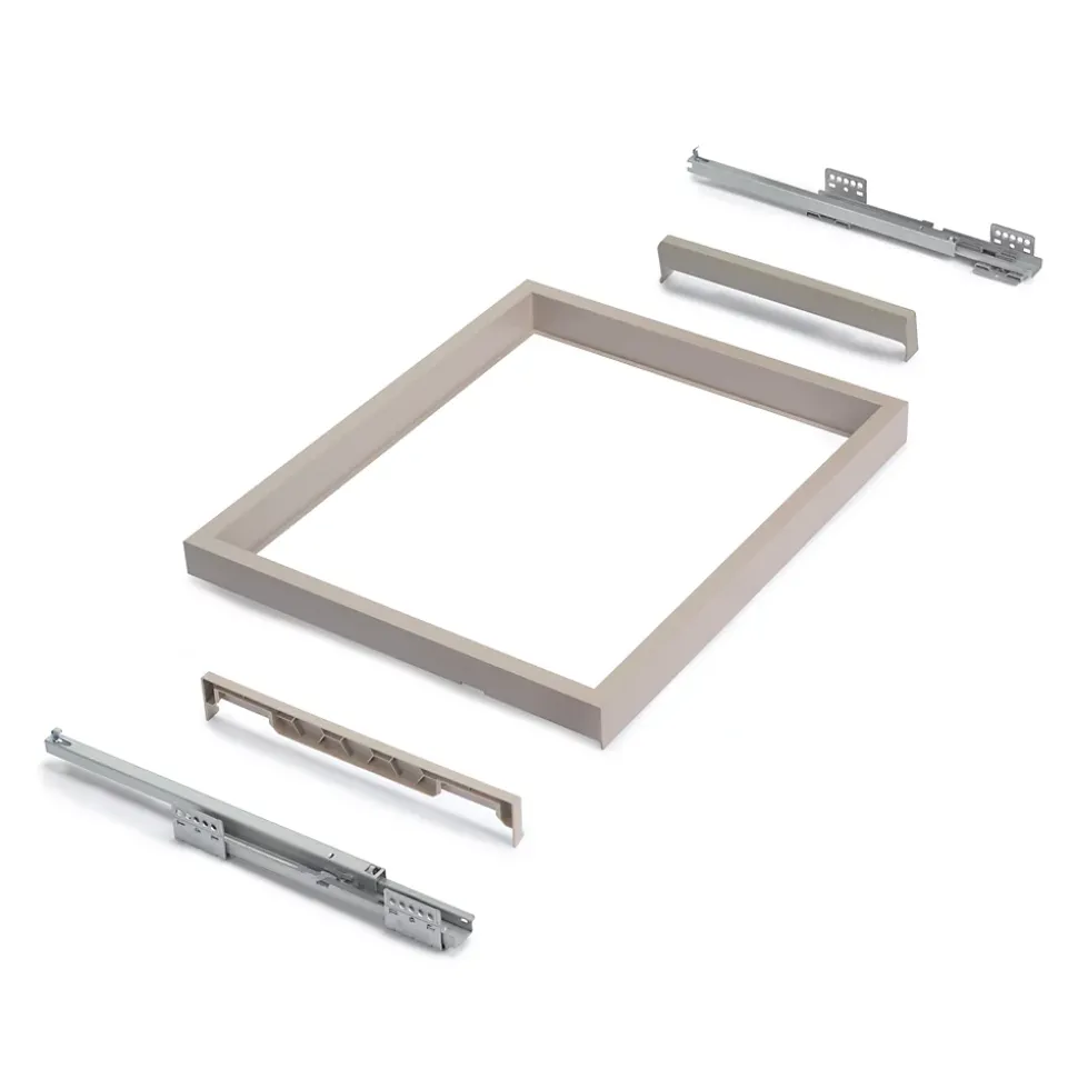 Emuca Kit de panier et cadre coulissant avec fermeture souple pour armoire, réglable, module 600mm, Gris pierre