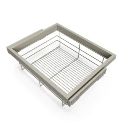 Emuca Kit de panier et cadre coulissant avec fermeture souple pour armoire, réglable, module 600mm, Gris pierre
