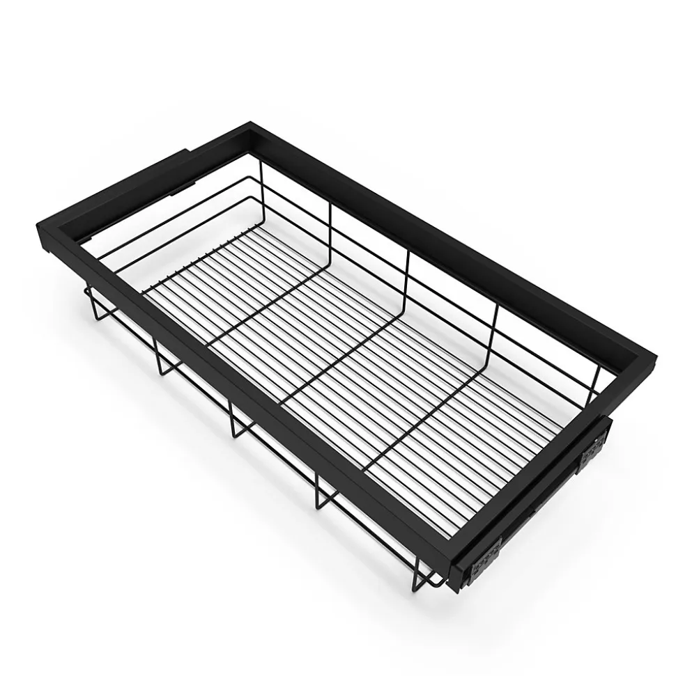 Emuca Kit de panier et cadre coulissant à fermeture souple pour armoire, réglable, module 900mm, Noir texturé