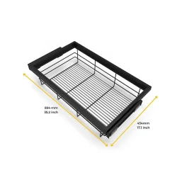 Emuca Kit de panier et cadre coulissant à fermeture souple pour armoire, réglable, module 900mm, Noir texturé