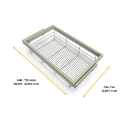 Emuca Kit de panier et cadre coulissant avec fermeture souple pour armoire, réglable, module 800mm, Gris pierre