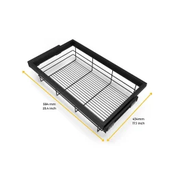 Emuca Kit de panier et cadre coulissant à fermeture souple pour armoire, réglable, module 600mm, Noir texturé