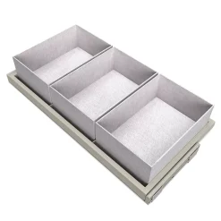 Emuca Kit de plateau, 3 paniers d'organisation et cadre de roulement soft close pour armoires, réglable, module 900mm, Gris pierre