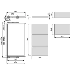 Emuca Kit de plateau, 3 paniers d'organisation et cadre de roulement soft close pour armoires, réglable, module 900mm, Gris pierre