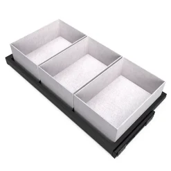 Emuca Kit de plateau, 3 paniers d'organisation et cadre de roulement soft close pour armoires, réglable, module 900mm, Noir