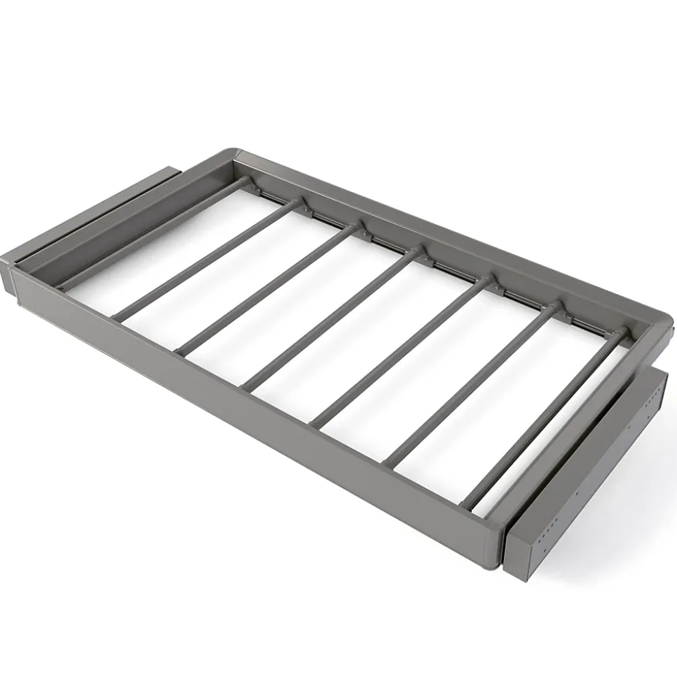 Emuca Kit de porte-pantalon à 7tringles et rack ajustable Quartz pour armoires, glissières extension totale et à fermeture douce,