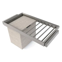 Emuca Kit de porte-pantalon à 7tringles, panier et rack ajustable Quartz pour armoires, glissières extension totale et à fermeture
