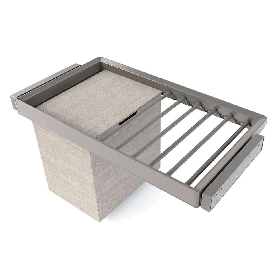 Emuca Kit de porte-pantalon à 7tringles, panier et rack ajustable Quartz pour armoires, glissières extension totale et à fermeture