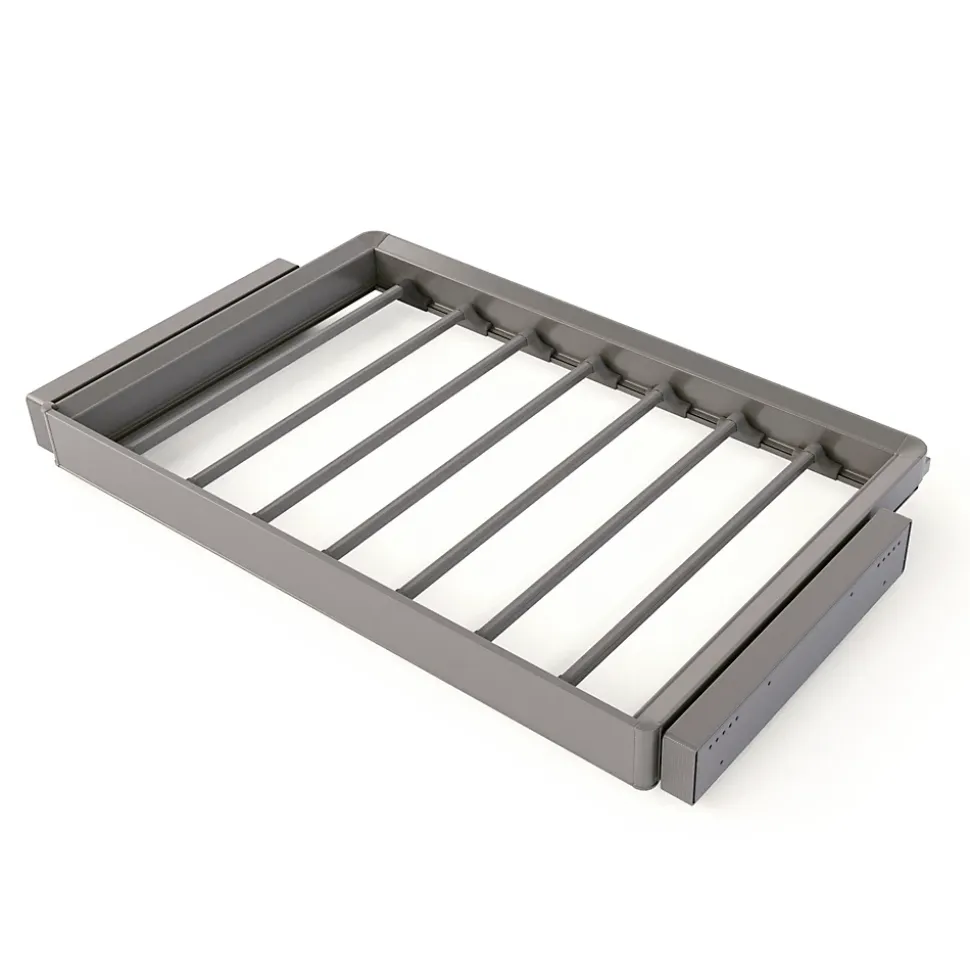 Emuca Kit de porte-pantalon à 7tringles et rack ajustable Quartz pour armoires, glissières extension totale et à fermeture douce,