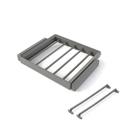 Emuca Kit de porte-pantalon à 7tringles et rack ajustable Quartz pour armoires, glissières extension totale et à fermeture douce,
