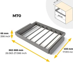 Emuca Kit de porte-pantalon à 7tringles et rack ajustable Quartz pour armoires, glissières extension totale et à fermeture douce,