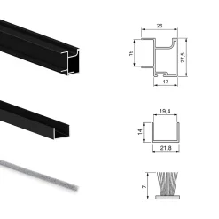 Emuca Kit de quincaillerie pour armoire à 2 portes coulissantes avec fermeture souple Placard 74, Modèle de poignée Sharp,