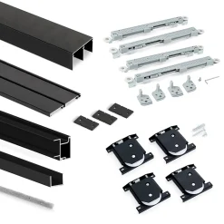 Emuca Kit de quincaillerie pour armoire à 2 portes coulissantes avec fermeture souple Placard 74, Modèle de poignée Sharp,